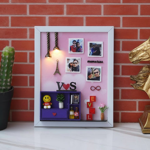 Personalized Love Theme Photo Frame with Lights - Custom Gift
