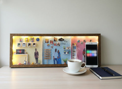 Custom 3D Shadow Box Frame | Personalized Couple Story Art Gift