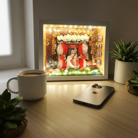 Custom 3D Miniature Couple Frame | Personalized Gift Box with Lights