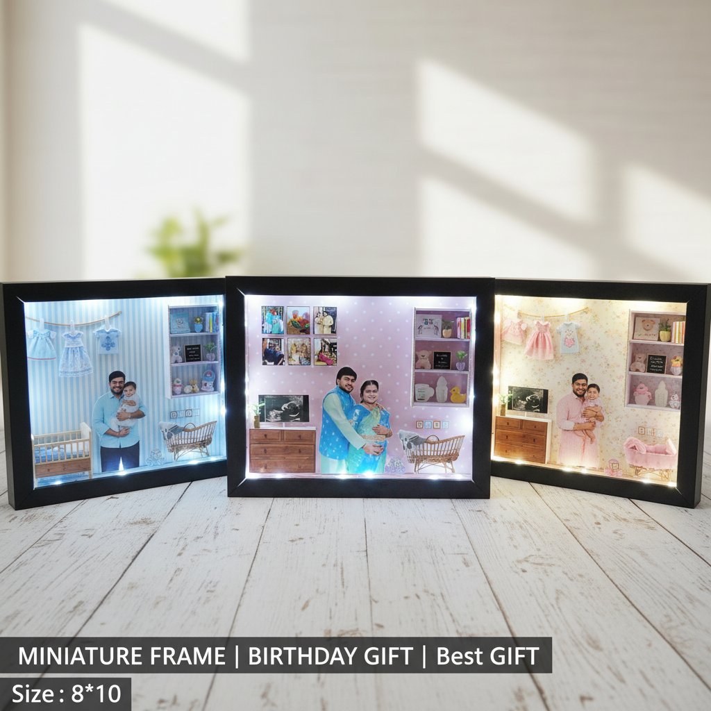Custom 3D Miniature Frame | Personalized Baby Shower & Birthday Gift