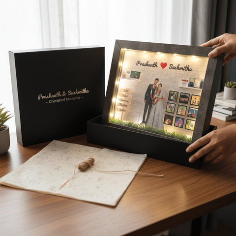 Personalized LED Photo Frame | Custom Couple Gift with Names & Photos