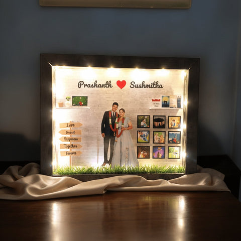 Personalized LED Photo Frame | Custom Couple Gift with Names & Photos