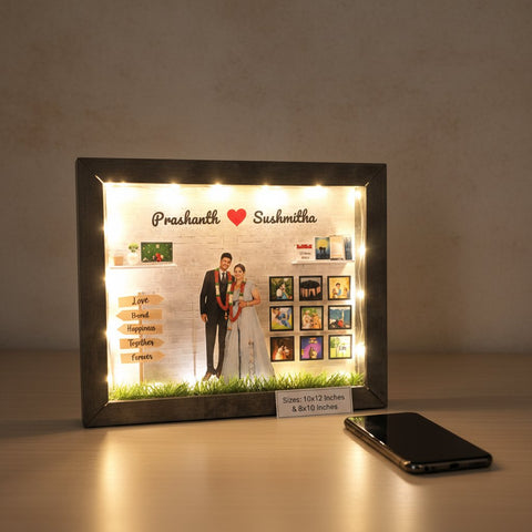 Personalized LED Photo Frame | Custom Couple Gift with Names & Photos