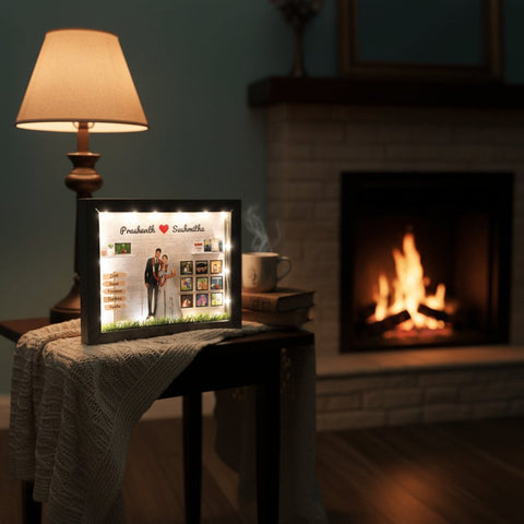 Personalized LED Photo Frame | Custom Couple Gift with Names & Photos