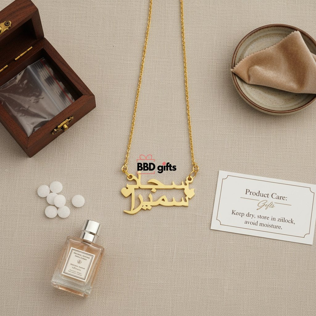 Personalized Arabic Name Necklace - Custom Gold Plated Pendant
