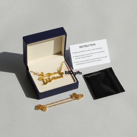 Personalized Arabic Name Necklace - Custom Gold Plated Pendant