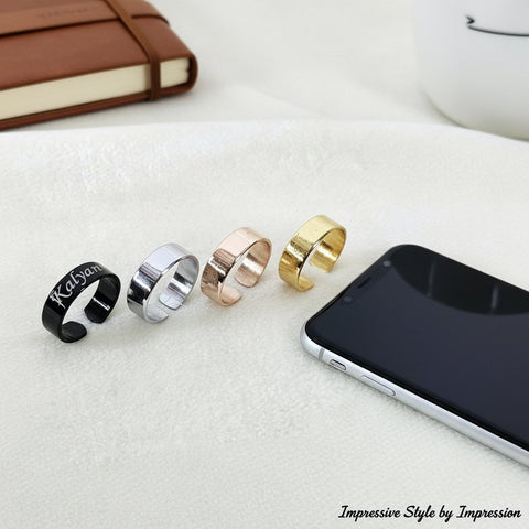 Custom Name Ring - Adjustable Stainless Steel Personalized Jewelry
