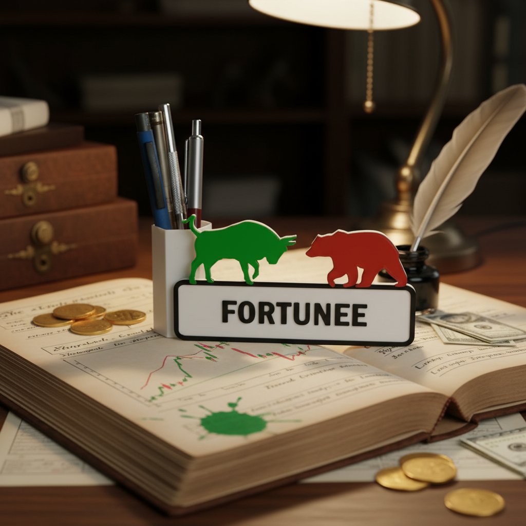 Custom Bull Bear Desk Organizer & Pen Stand - Stock Market Gift