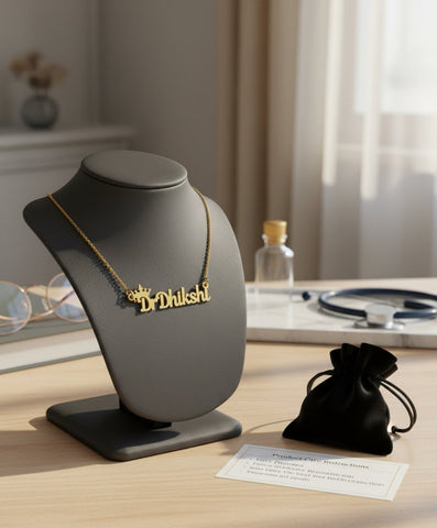 Custom Crown Name Necklace - Personalized Brass Rolo Chain