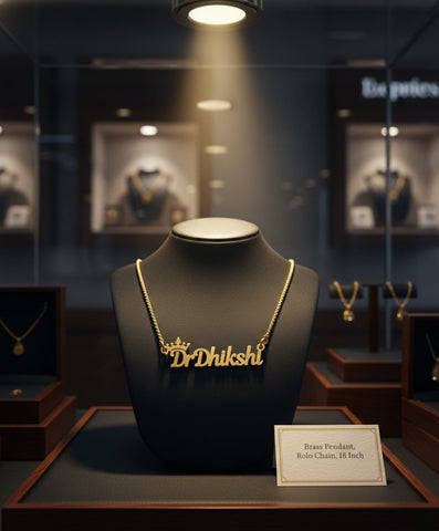 Custom Crown Name Necklace - Personalized Brass Rolo Chain