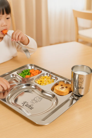 Personalized Kids Stainless Steel Dinner Set | Name Engraved