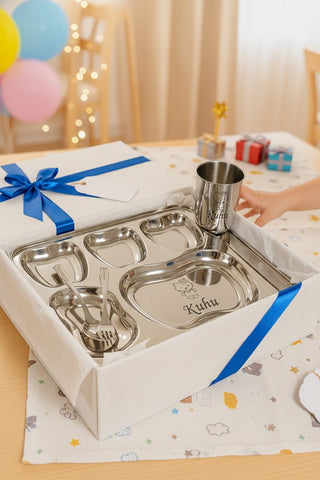 Personalized Kids Stainless Steel Dinner Set | Name Engraved