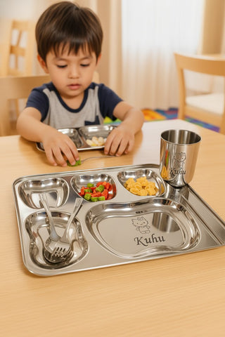 Personalized Kids Stainless Steel Dinner Set | Name Engraved