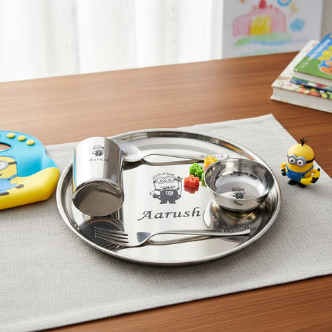 Personalized Minion Kids Dinner Set | Stainless Steel 5PC