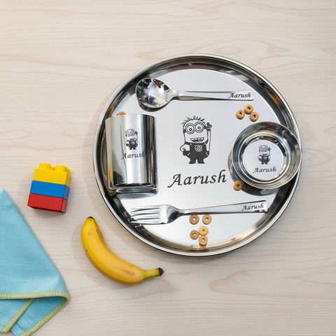 Personalized Minion Kids Dinner Set | Stainless Steel 5PC