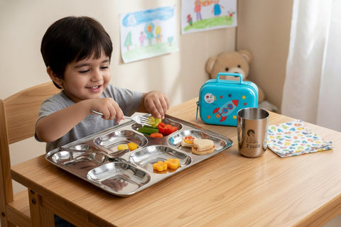Personalized Kids Tiffin Plate Set: Photo & Name Customization