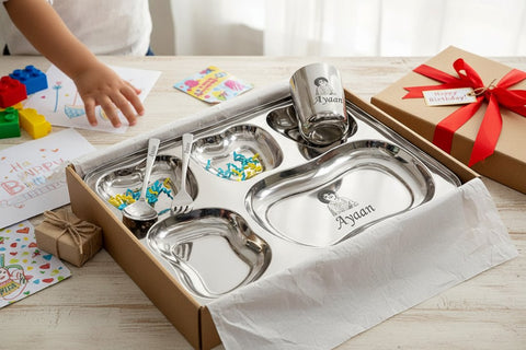 Personalized Kids Tiffin Plate Set: Photo & Name Customization