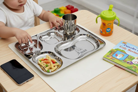 Personalized Kids Tiffin Plate Set: Photo & Name Customization