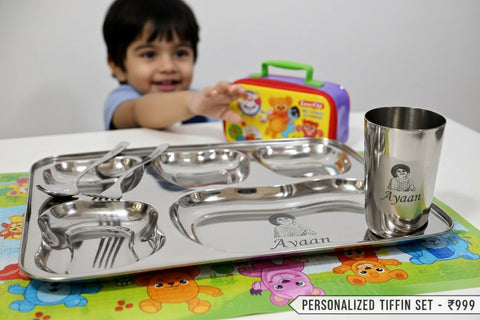 Personalized Kids Tiffin Plate Set: Photo & Name Customization