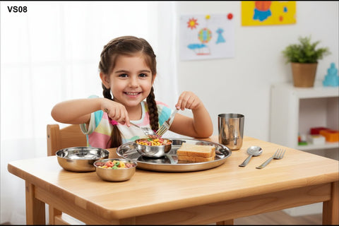 Personalized Stainless Steel Dinnerware Set - 7 Pcs Kids Thali
