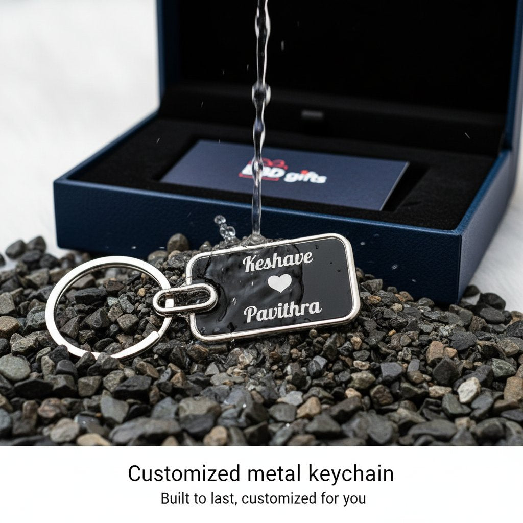 Custom Engraved Metal Keychain | Personalized Name & Message