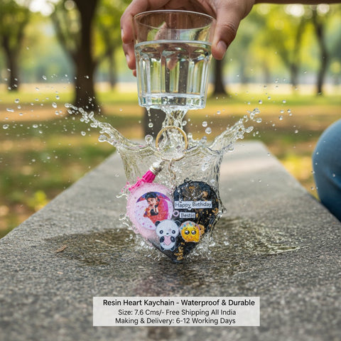 Personalized Resin Heart Keychain - Custom Photo & Quote Gift