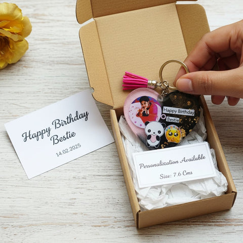 Personalized Resin Heart Keychain - Custom Photo & Quote Gift