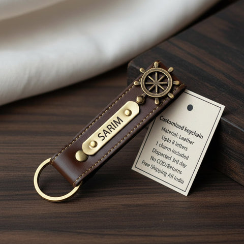 Custom Leather Name Keychain with Charm | Personalized Gift