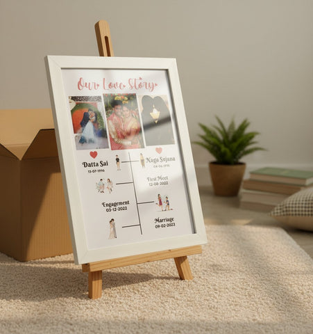 Personalized Our Love Story Frame - Custom Dates & Photos | Couple Gift