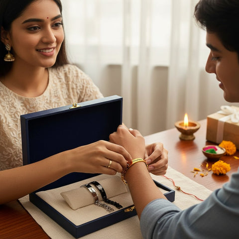 Personalized Rakhi Bracelet for Brother | Custom Name Brass Bracelet