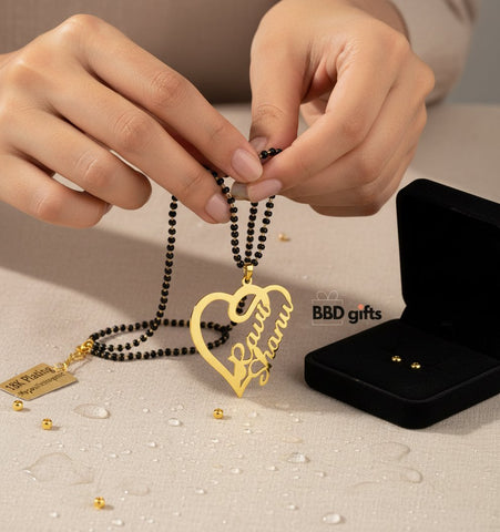 Personalized 18K Gold Plated Name Mangalsutra & Custom Chain Pendant