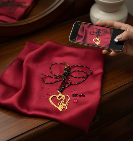 Personalized 18K Gold Plated Name Mangalsutra & Custom Chain Pendant