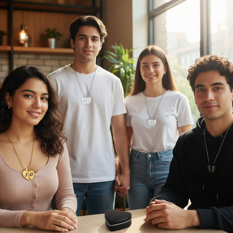 Personalized Heart Couple Necklace | Engraved Split Pendant Set
