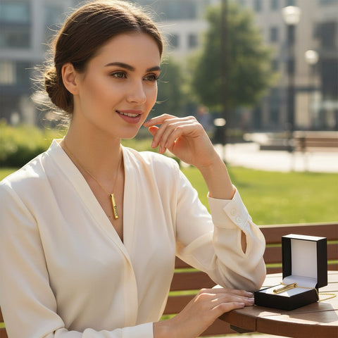 Custom Engraved Bar Pendant Necklace | Personalized Stainless Steel