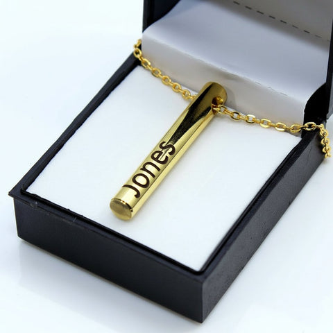 Custom Engraved Bar Pendant Necklace | Personalized Stainless Steel