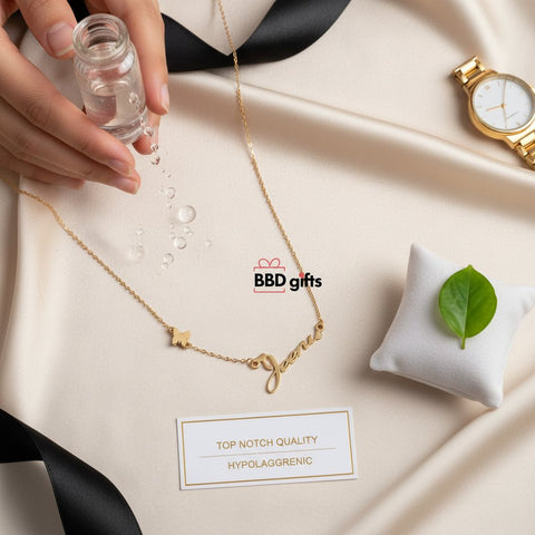 Personalized 18K Gold Name Necklace with Butterfly | Custom Gift