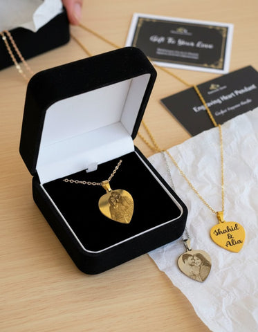 Custom Photo & Name Engraved Heart Pendant | Stainless Steel