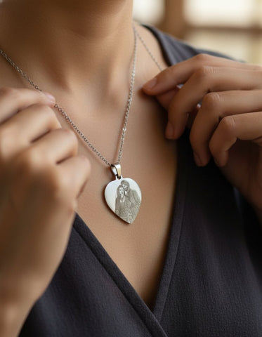 Custom Photo & Name Engraved Heart Pendant | Stainless Steel