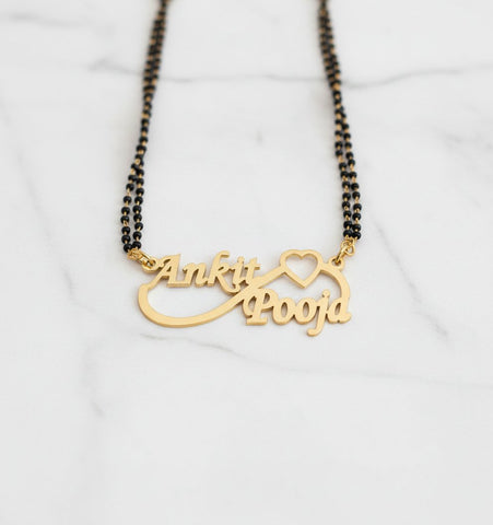 Personalized 18K Gold Plated Name Pendant & Mangalsutra Custom