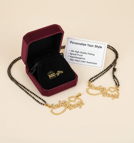 Personalized 18K Gold Plated Name Pendant & Mangalsutra Custom