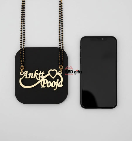 Personalized 18K Gold Plated Name Pendant & Mangalsutra Custom