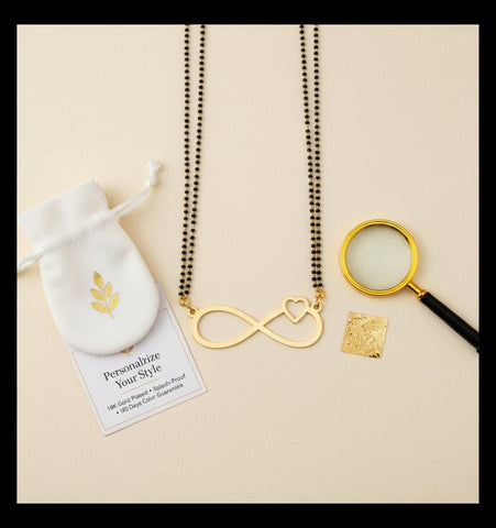 Personalized 18K Gold Plated Name Pendant & Mangalsutra Custom