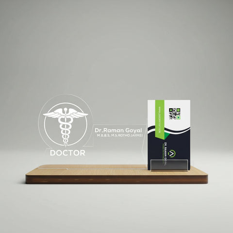 Custom UV Acrylic Desk Name Plate with LED & Clock | Personalized Gift