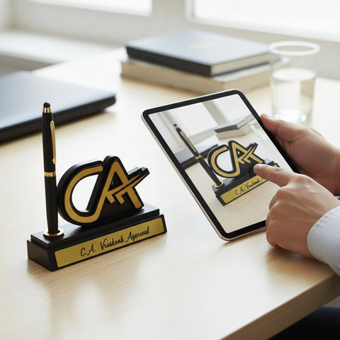 Personalized CA Pen Stand & Tabletop - Custom Name & Logo