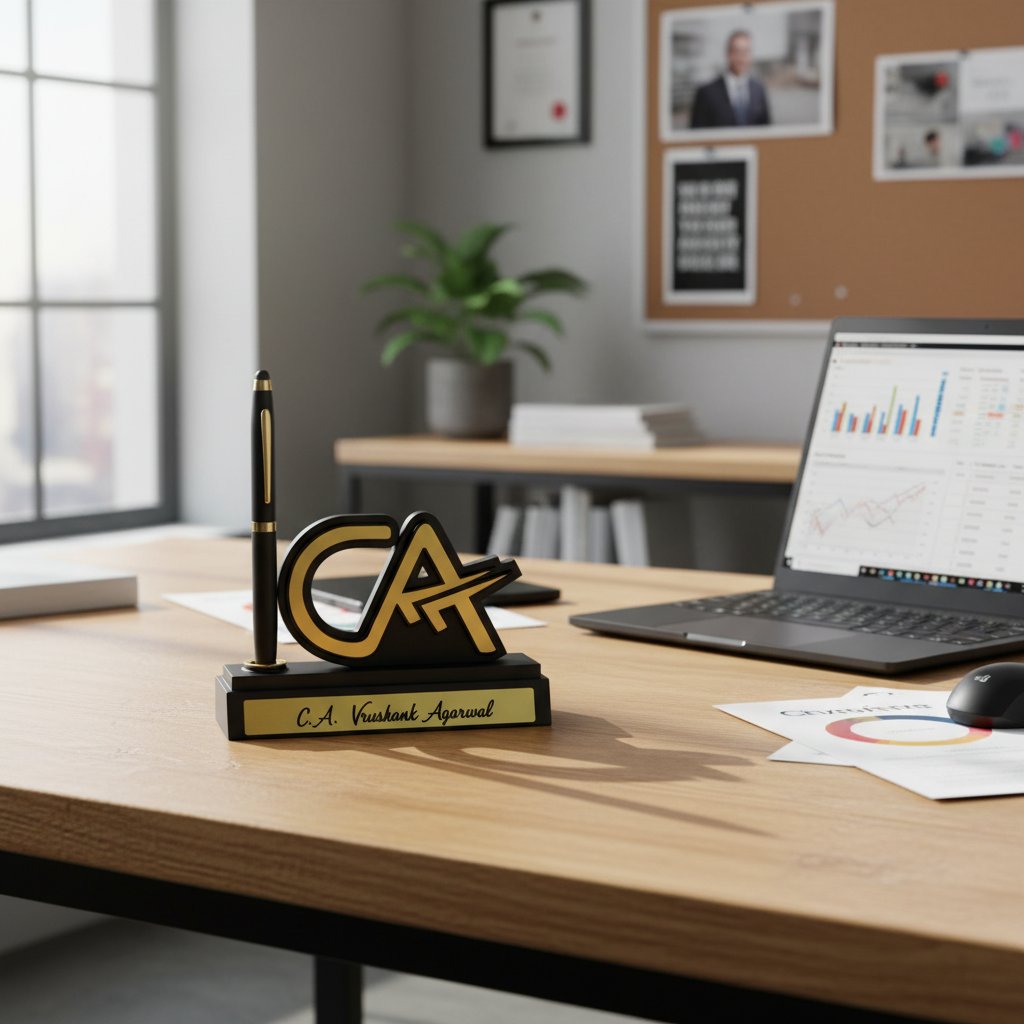Personalized CA Pen Stand & Tabletop - Custom Name & Logo