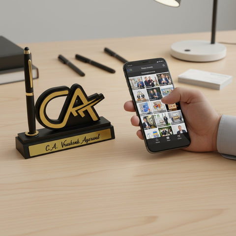 Personalized CA Pen Stand & Tabletop - Custom Name & Logo