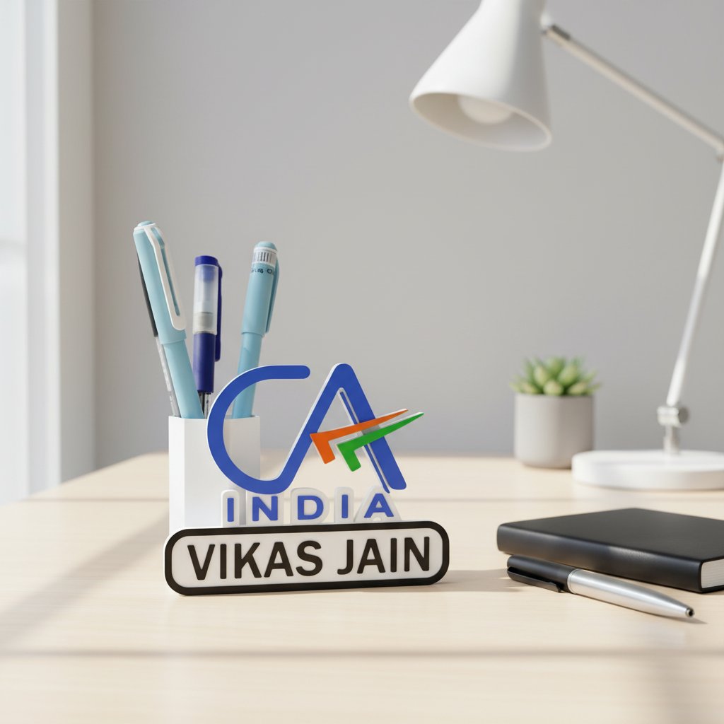 Personalized CA Penstand | Custom Chartered Accountant Desk Organizer