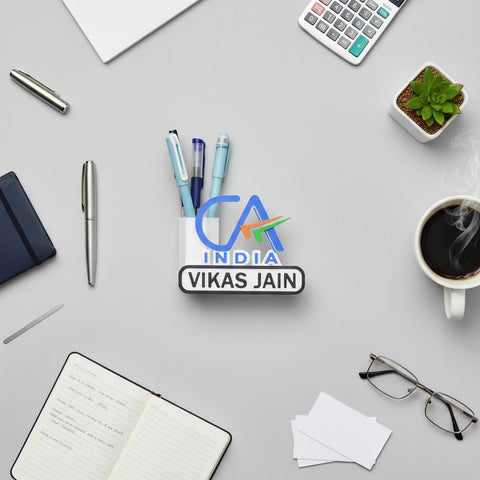 Personalized CA Penstand | Custom Chartered Accountant Desk Organizer