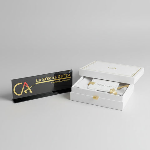 Personalized CA Desk Name Plate: Gold Acrylic for Chartered Accountants