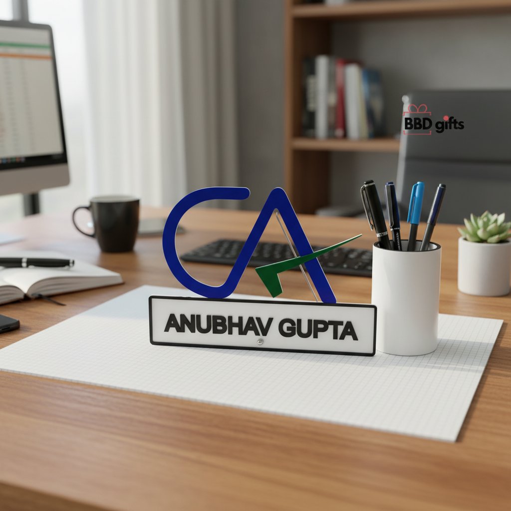 Customized CA Table Top | Table top for CA | Table decors | Name plates for CA | custom made name plates for CA